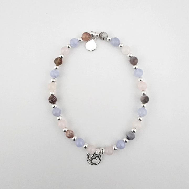 Pastel Harmony anklet made with sterling silver and multi-stone beads by Bessie Bae.
