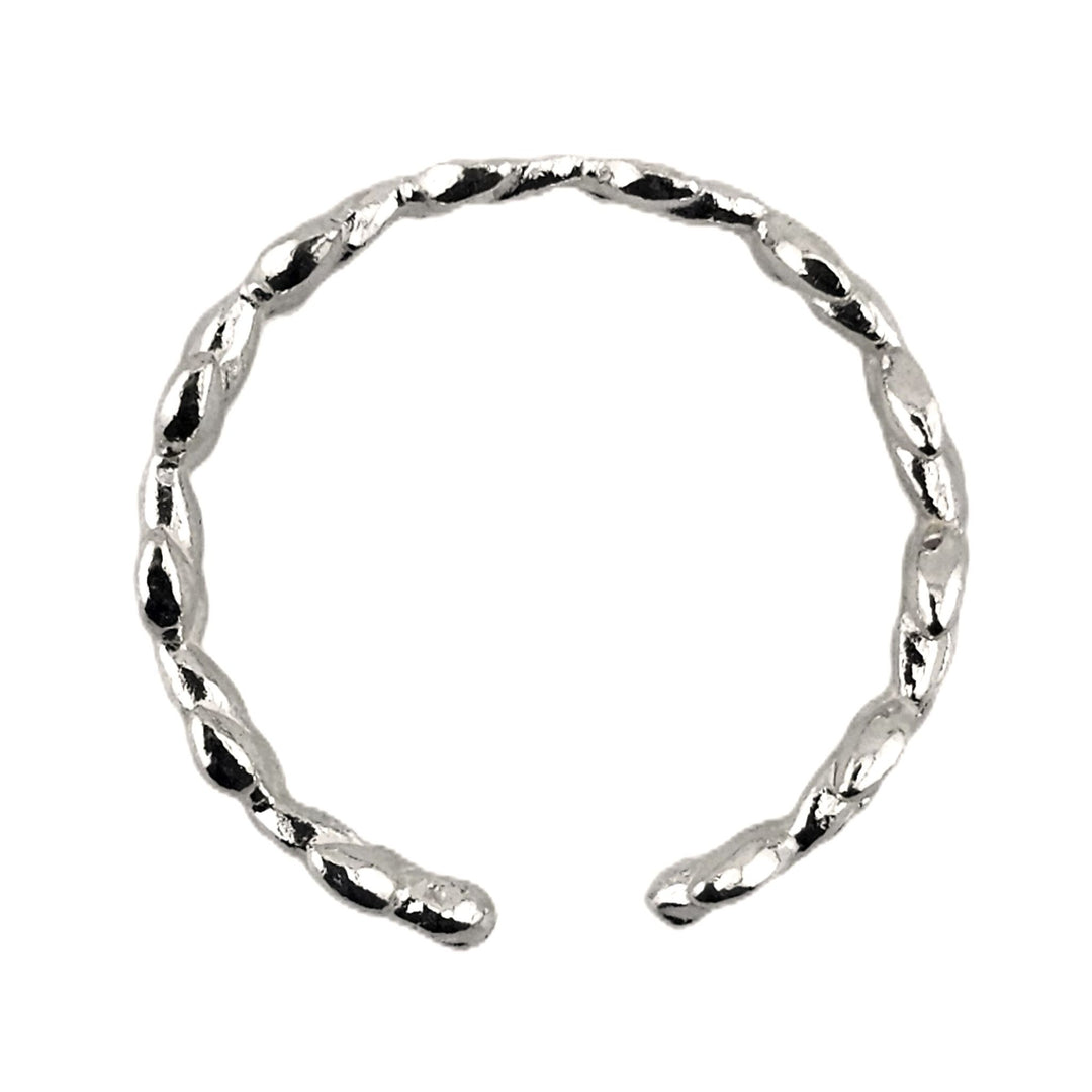 Elegant sterling silver ring with branch and leaf detailing.