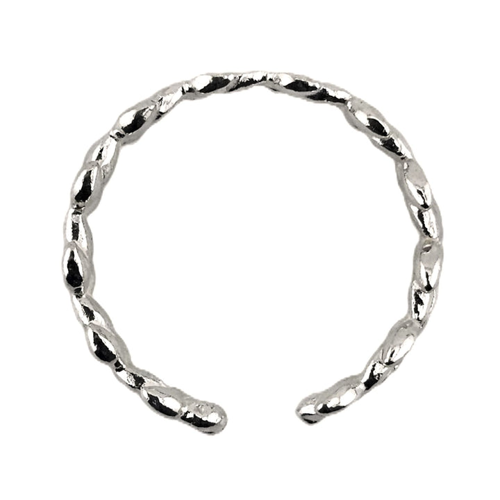 Elegant sterling silver ring with branch and leaf detailing.