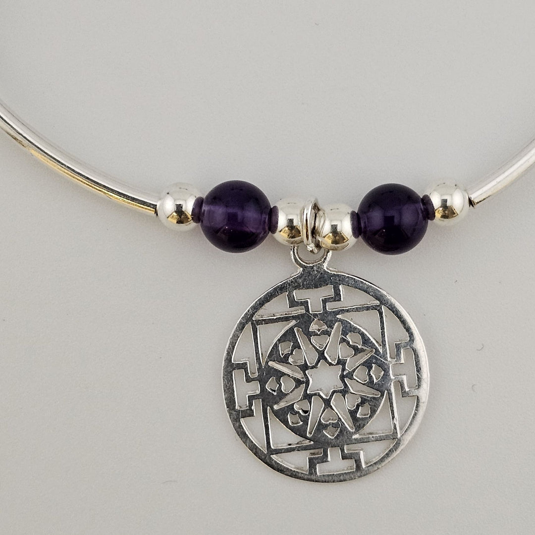 Spiritual sterling silver bracelet for calm and clarity.