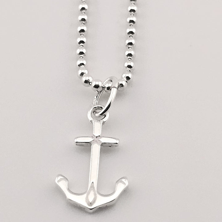 Unisex sterling silver anchor chain necklace, ocean inspired.