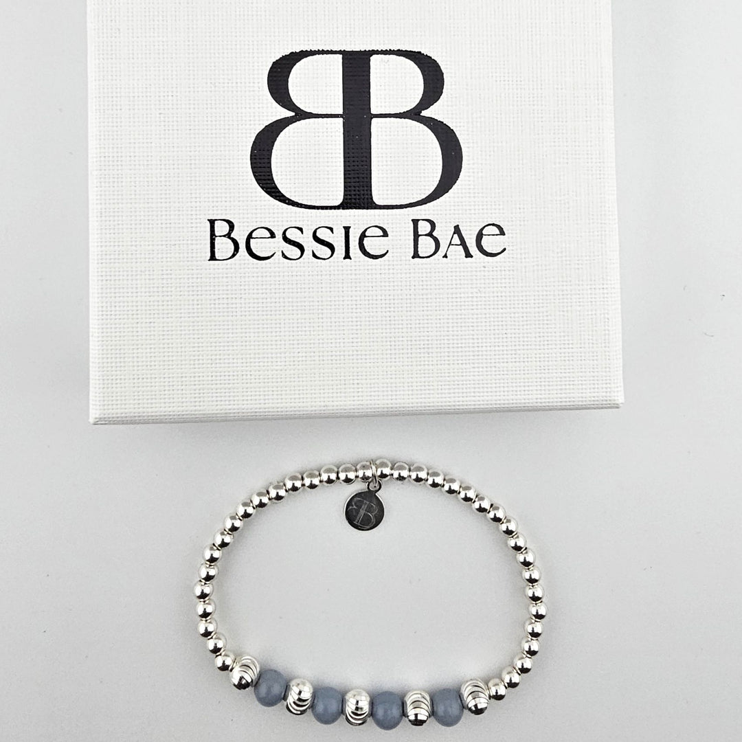 Sterling silver spiritual bracelet with angelite stones.