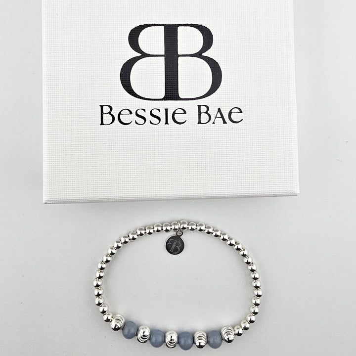 Sterling silver spiritual bracelet with angelite stones.