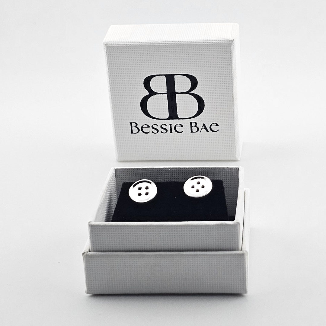 925 silver button-shaped earrings UK.
