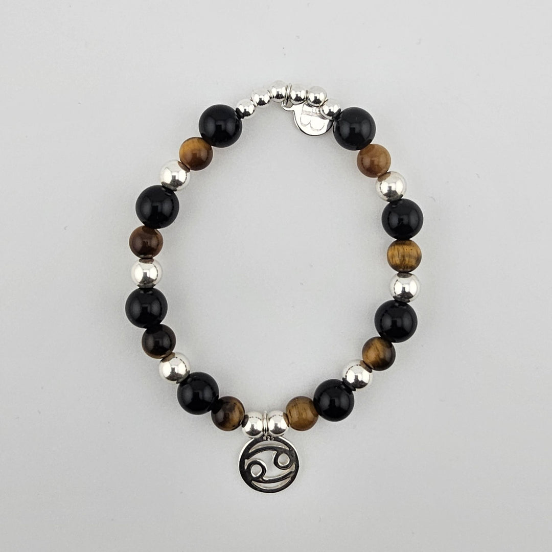 Sterling Silver Cancer Zodiac Bracelet with gemstone beads