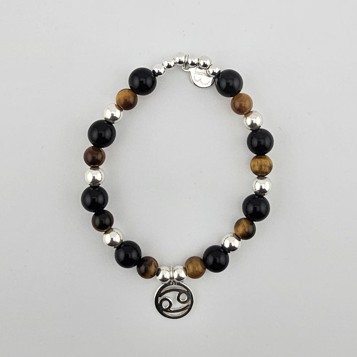 Sterling Silver Cancer Zodiac Bracelet with gemstone beads
