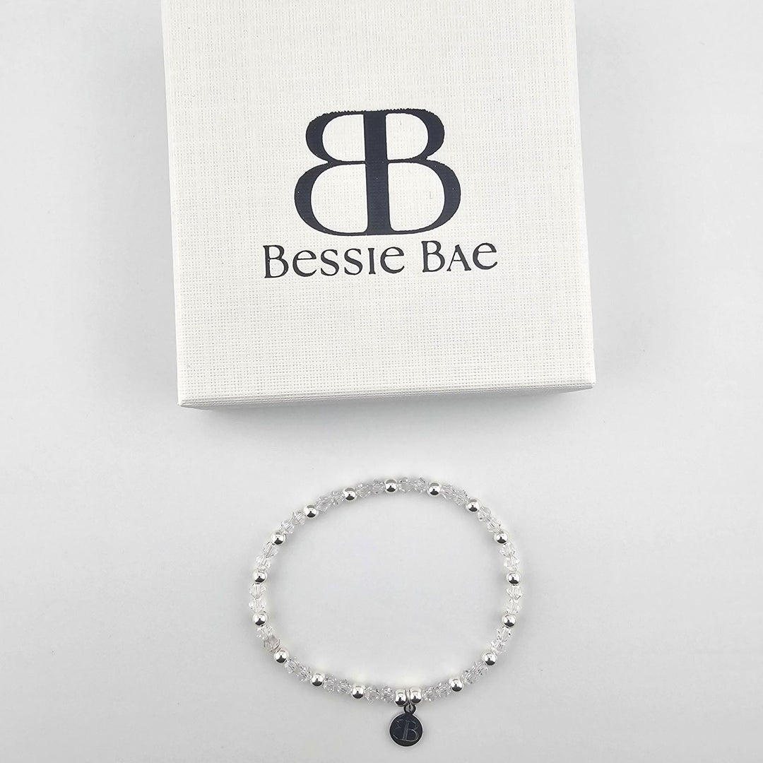 Dainty clear crystal and sterling silver jewellery piece.