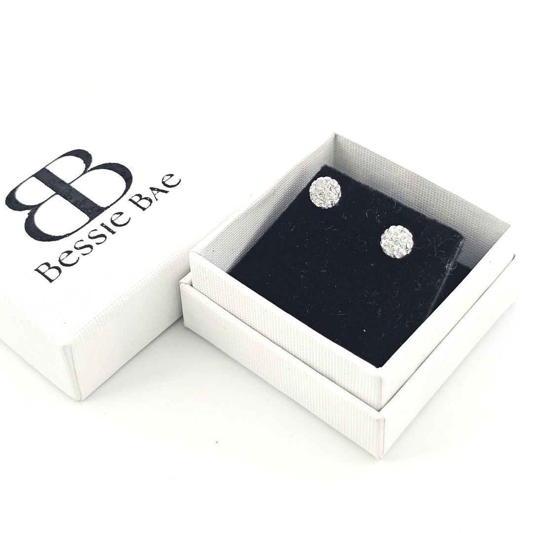 Sterling silver crystal ball stud earrings.