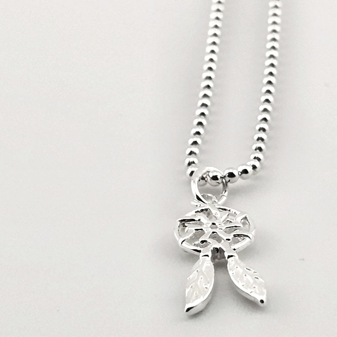 925 silver dreamcatcher necklace, boho spiritual jewellery for protection.