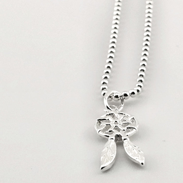 925 silver dreamcatcher necklace, boho spiritual jewellery for protection.