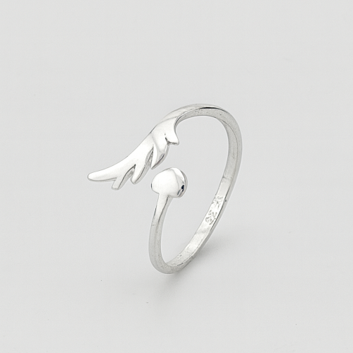 Minimalist sterling silver love ring with heart and arrow design.