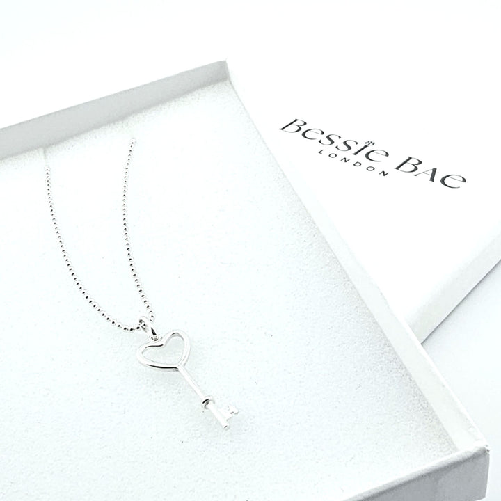 Romantic sterling silver key to my heart necklace, jewellery gift.