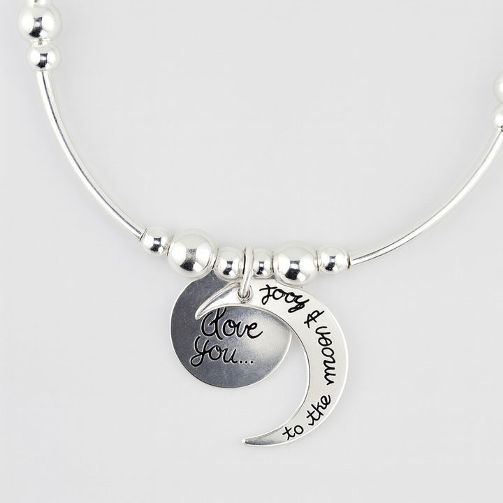 Handmade sterling silver moon bracelet for women.