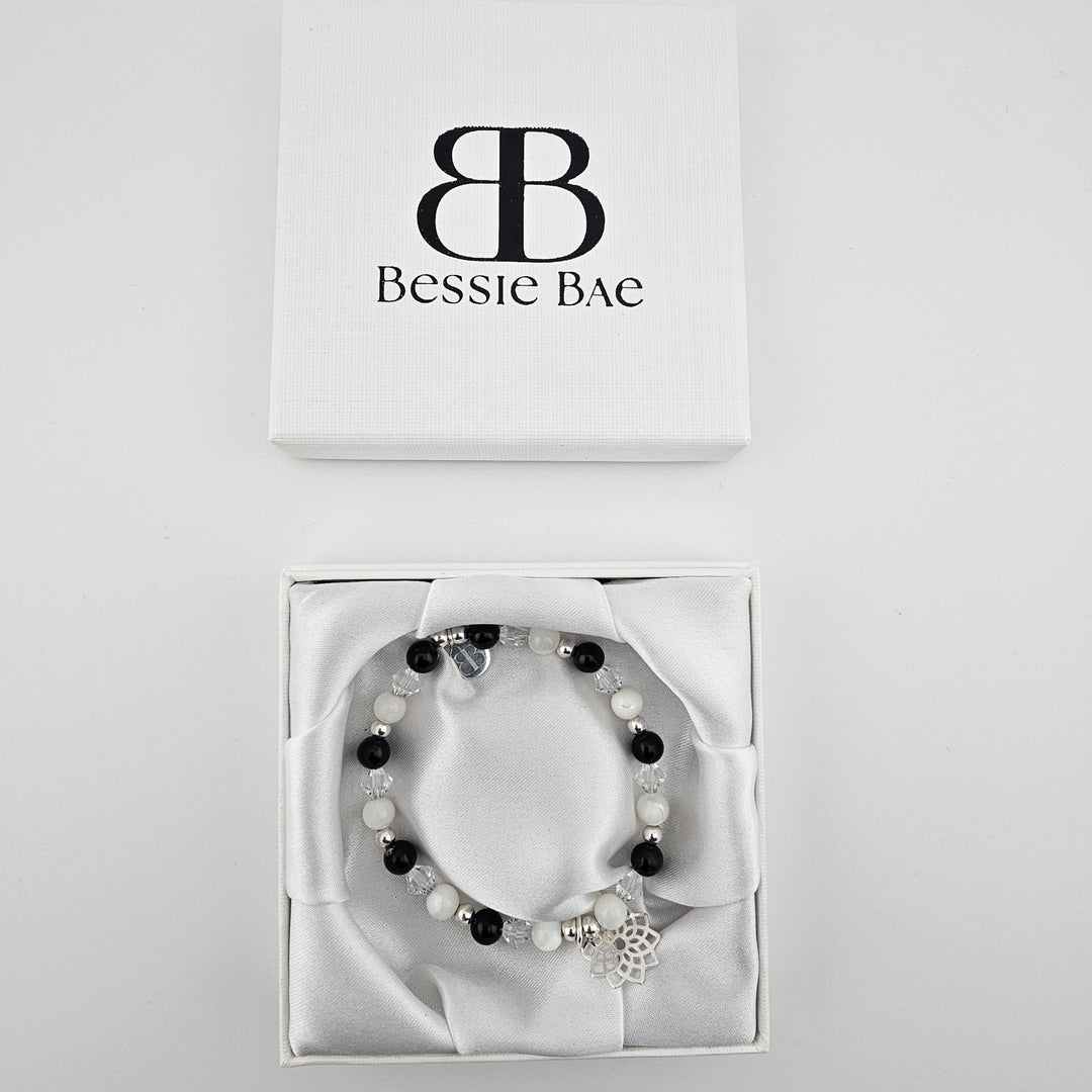 Handmade yoga jewellery – lotus flower gemstone bracelet.