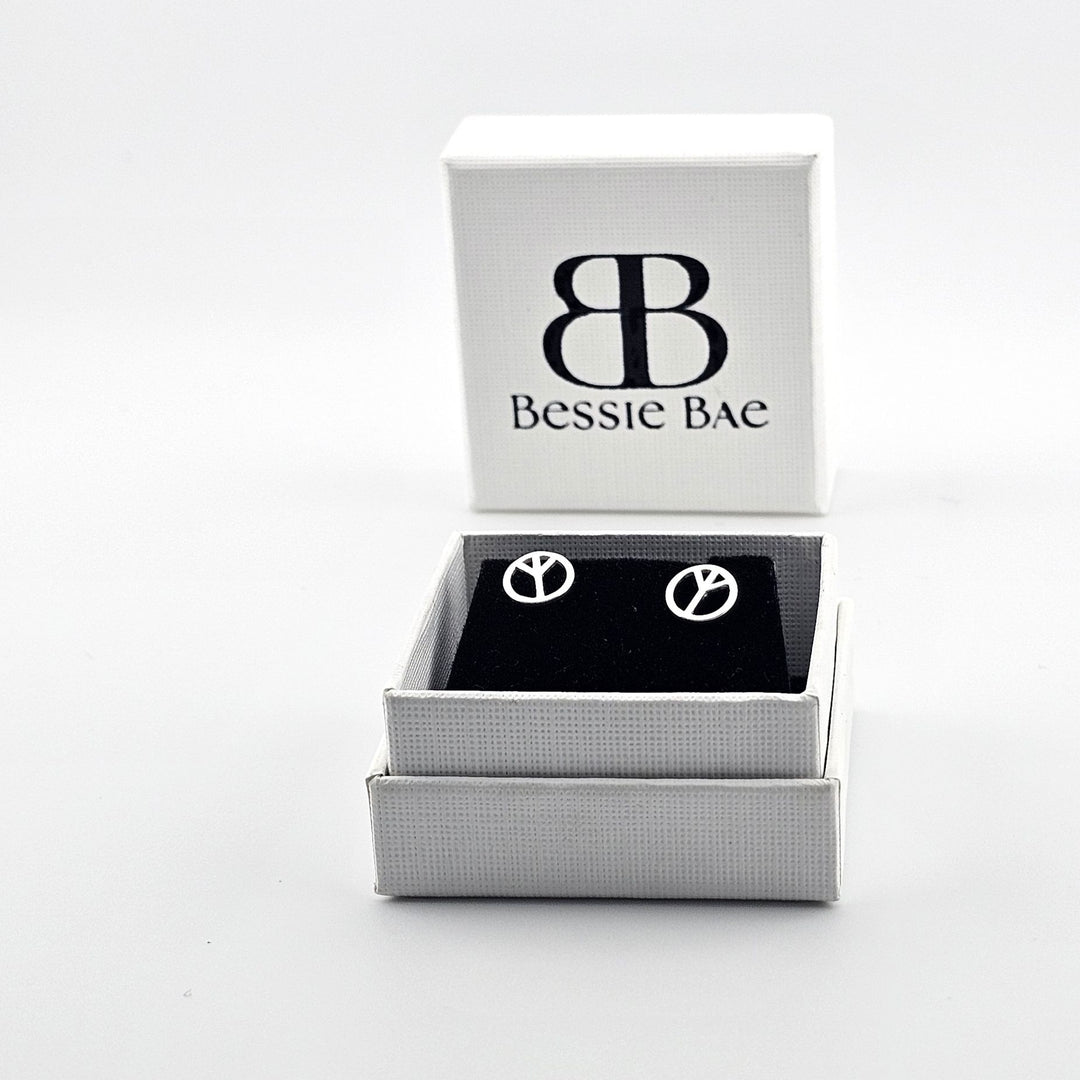 925 silver peace sign earrings UK.