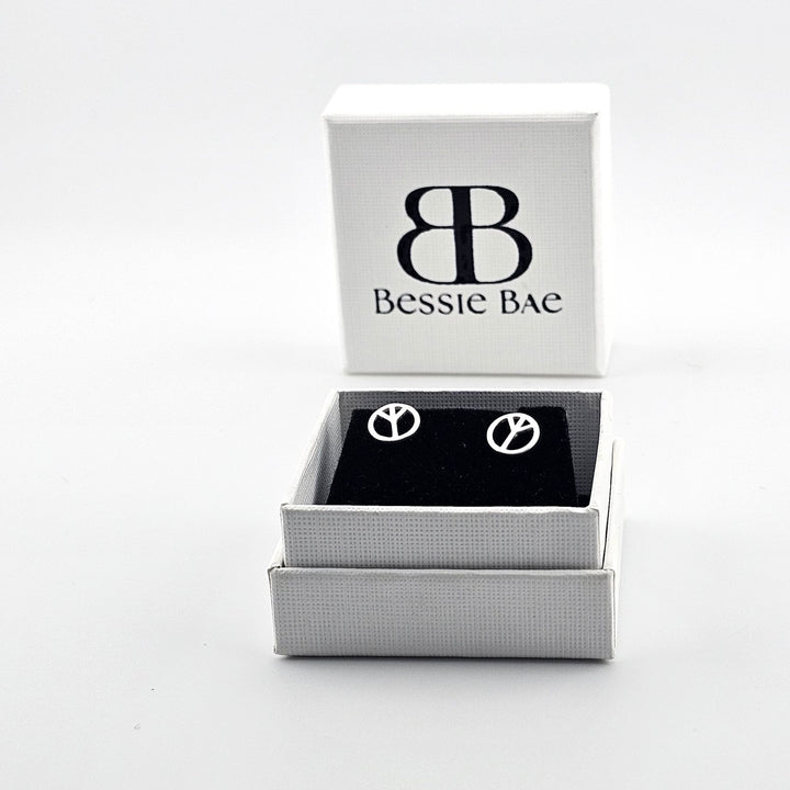 925 silver peace sign earrings UK.