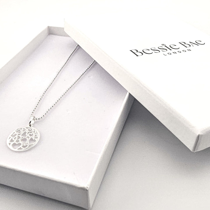 925 silver heart pendant necklace, romantic jewellery gift for her.