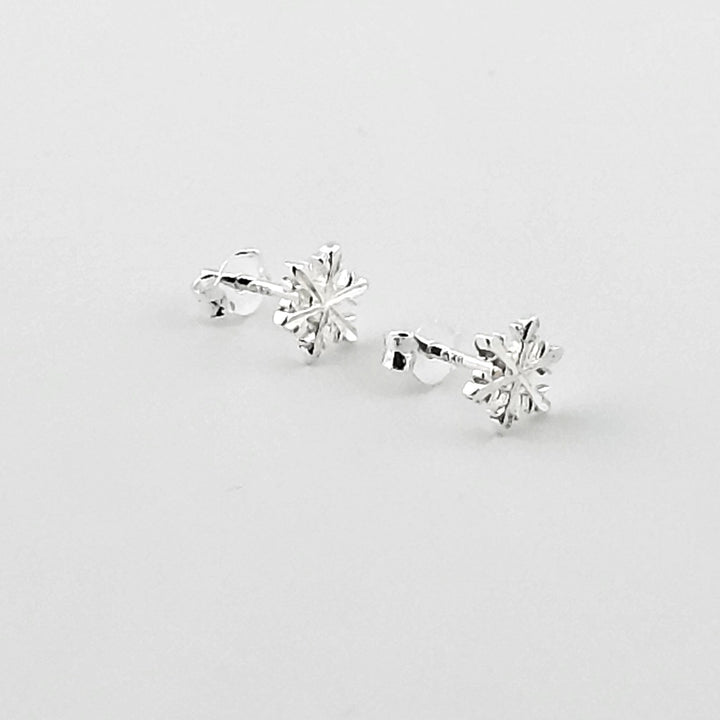 Festive sterling silver snowflake earrings gift for her.