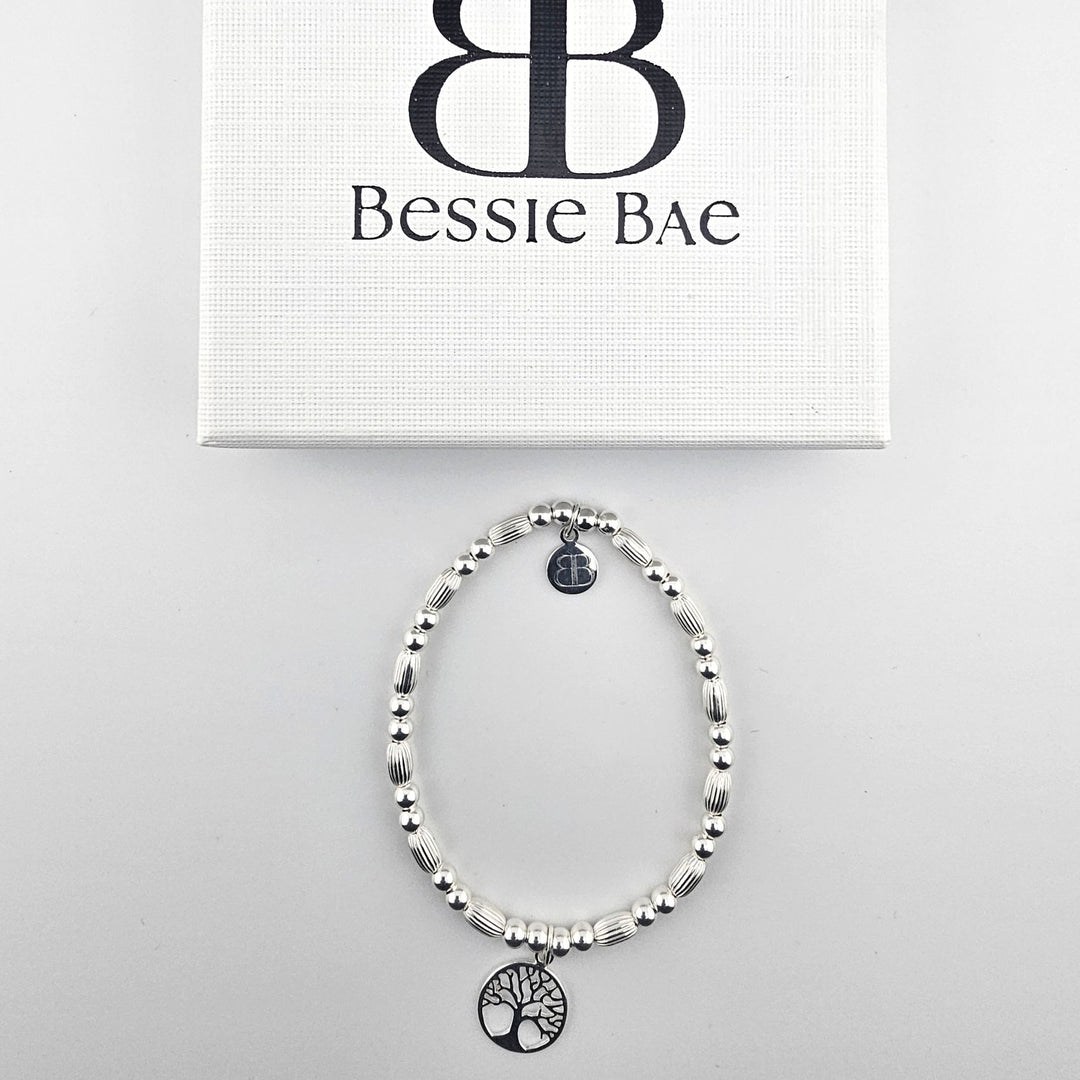 Handmade 925 sterling silver bracelet with textured oval beads.