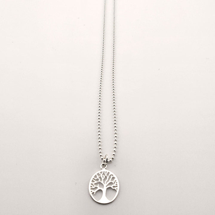 Sterling silver Tree of Life pendant necklace on fine chain.